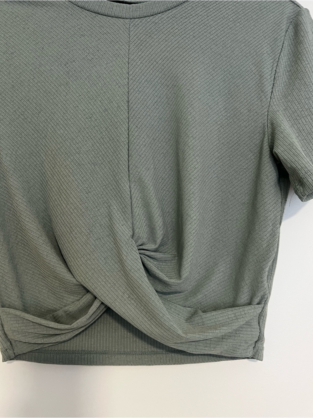 H&M Sage Green Twist-Front Crop Top - Picture 2 of 5